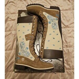 Timberland Vintage Knee High Boots 1999 Limited Edition Paisley Tall Y2K Women 9